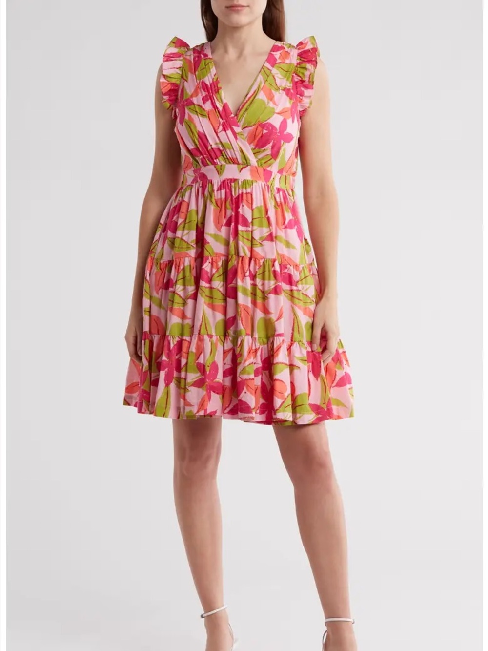 TAYLOR FLORAL FAUX WRAP DRESS LARGE
